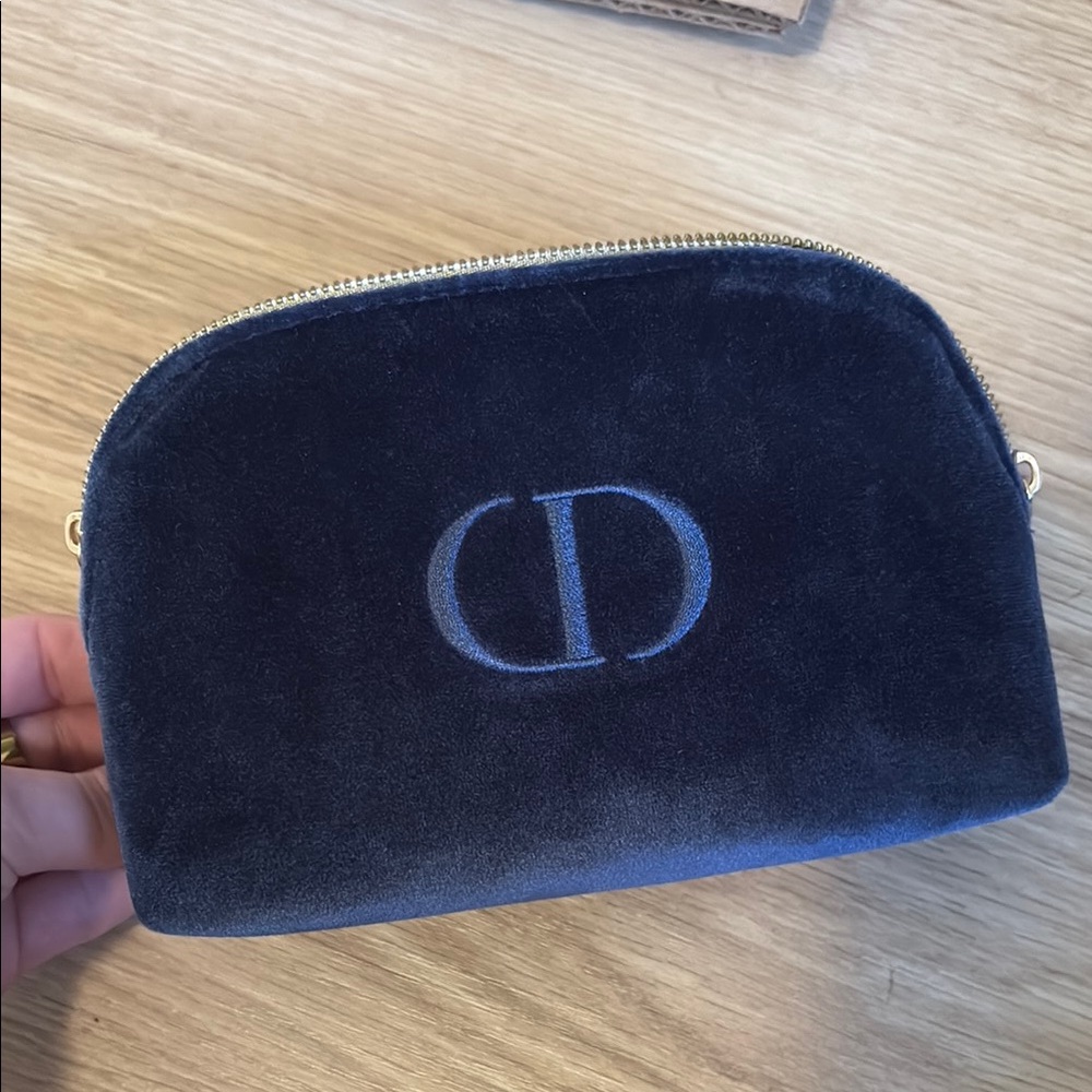 Dior Navy Blue Velvet Pouch